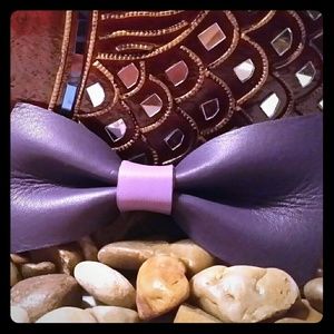Handmade genuine leather bow tie
